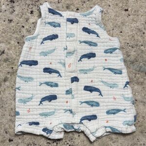 Angel Dear Whale Ocean Organic Cotton Muslin Baby Romper